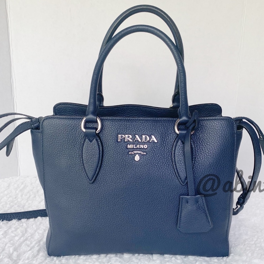 Prada Vitello Phenix Borsa A Mano Leather Satchel Crossbody Shoulder Bag